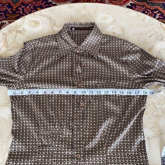 Mandarin & Mint Silk Geometric Pattern Dress Shirt - Picture 11 of 13